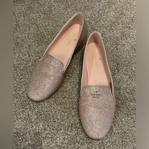 Kate Spade Glitter Loafers - rose gold - size 7
